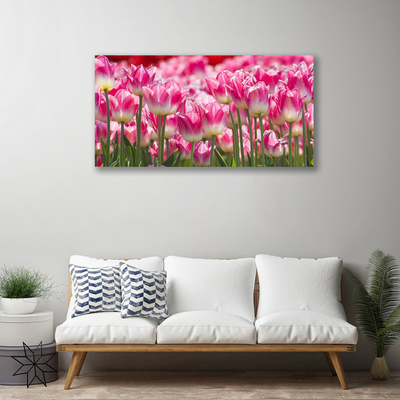 Canvas Wall art Tulips floral green white red