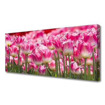 Canvas Wall art Tulips floral green white red