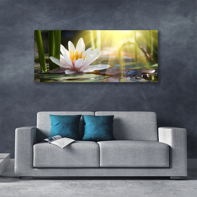 Canvas Wall art Flowers water floral white green