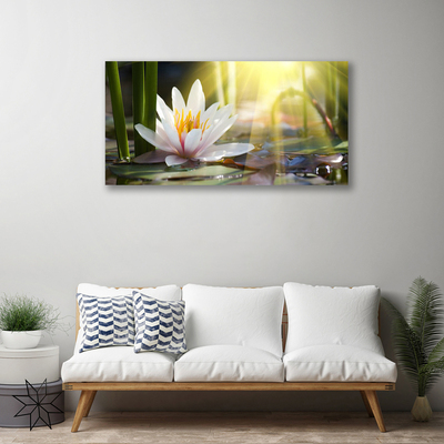 Canvas Wall art Flowers water floral white green