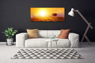 Canvas Wall art Sun meadow landscape yellow brown