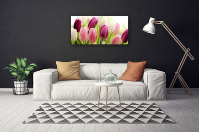 Canvas Wall art Tulips floral white red pink
