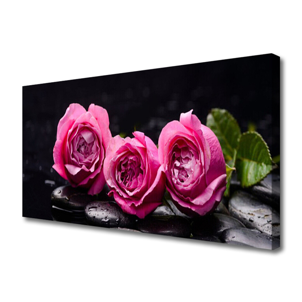 Canvas Wall art Roses stones floral red black