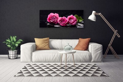 Canvas Wall art Roses stones floral red black