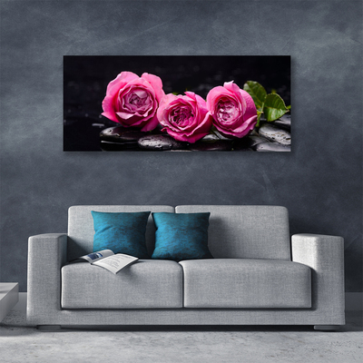 Canvas Wall art Roses stones floral red black