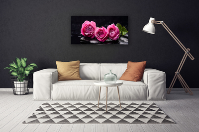 Canvas Wall art Roses stones floral red black