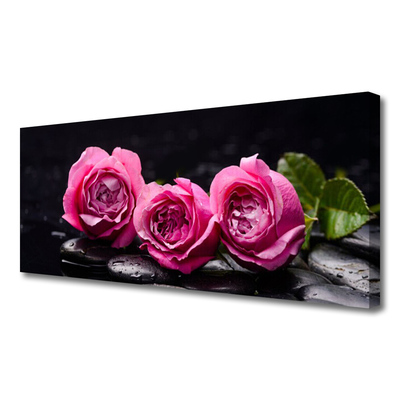 Canvas Wall art Roses stones floral red black