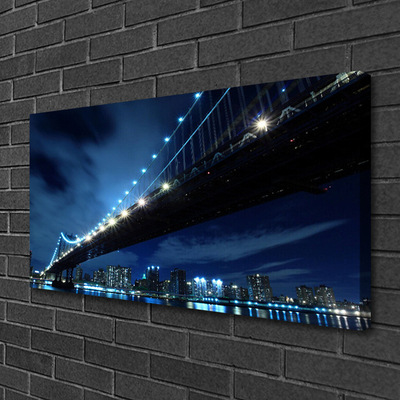 Canvas Wall art Bridge city architecture black blue