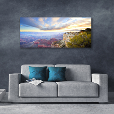 Canvas Wall art Sea mountains landscape grey green brown blue