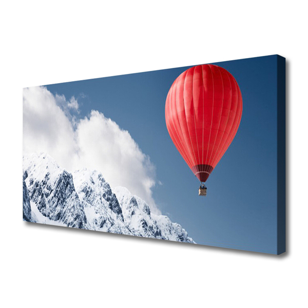 Canvas Wall art Hot air ballon mountain snow art orange grey white