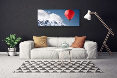 Canvas Wall art Hot air ballon mountain snow art orange grey white