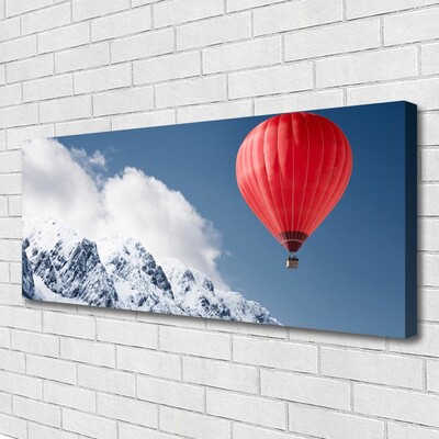 Canvas Wall art Hot air ballon mountain snow art orange grey white