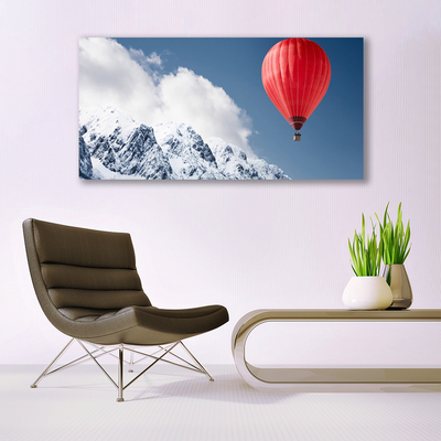 Canvas Wall art Hot air ballon mountain snow art orange grey white