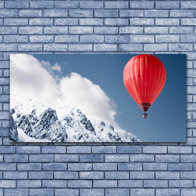 Canvas Wall art Hot air ballon mountain snow art orange grey white