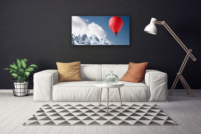 Canvas Wall art Hot air ballon mountain snow art orange grey white