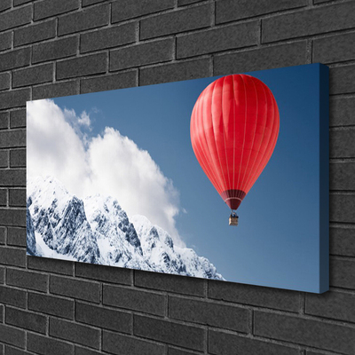 Canvas Wall art Hot air ballon mountain snow art orange grey white