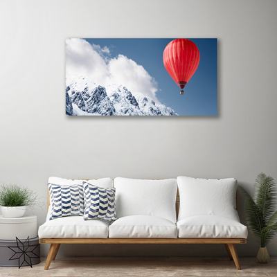 Canvas Wall art Hot air ballon mountain snow art orange grey white