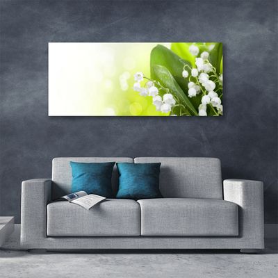 Canvas Wall art Lily of the valley leaves floral white green