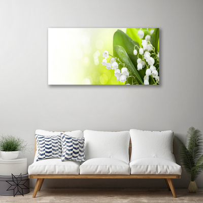 Canvas Wall art Lily of the valley leaves floral white green