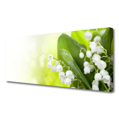 Canvas Wall art Lily of the valley leaves floral white green