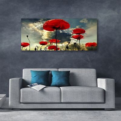 Canvas Wall art Poppies floral red