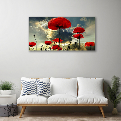 Canvas Wall art Poppies floral red