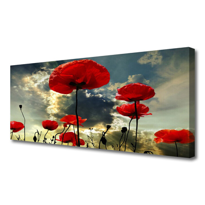 Canvas Wall art Poppies floral red