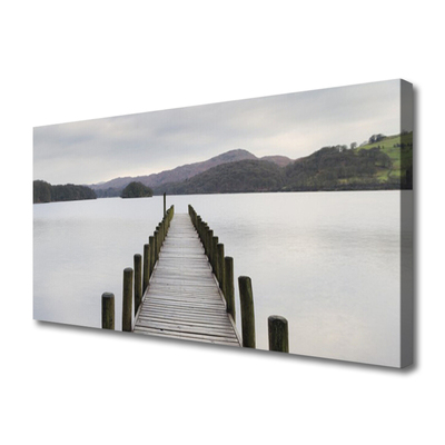 Canvas Wall art Sea bridge architecture grey