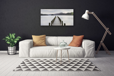 Canvas Wall art Sea bridge architecture grey