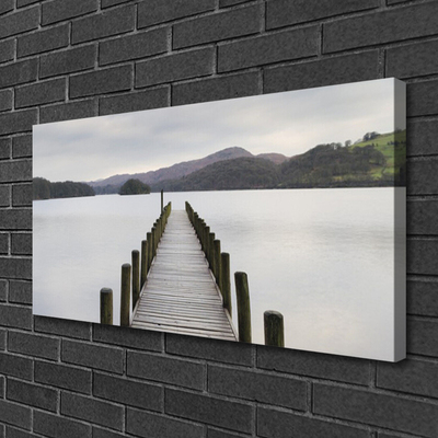 Canvas Wall art Sea bridge architecture grey