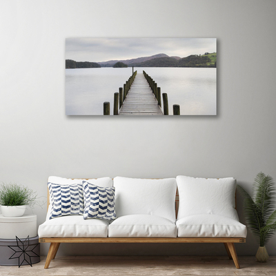 Canvas Wall art Sea bridge architecture grey