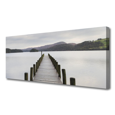 Canvas Wall art Sea bridge architecture grey