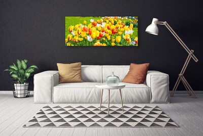 Canvas Wall art Tulips floral yellow red white