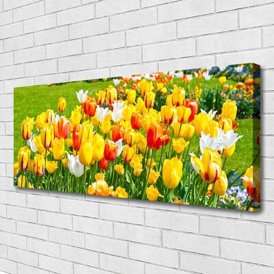 Canvas Wall art Tulips floral yellow red white