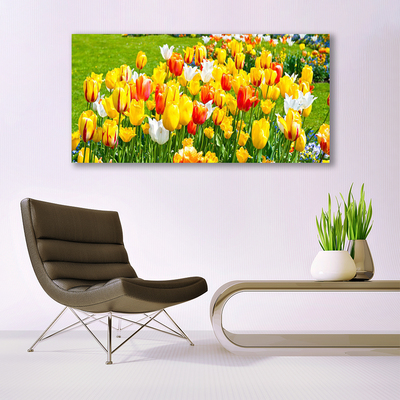 Canvas Wall art Tulips floral yellow red white