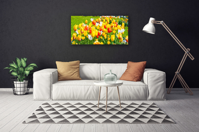 Canvas Wall art Tulips floral yellow red white