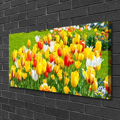 Canvas Wall art Tulips floral yellow red white