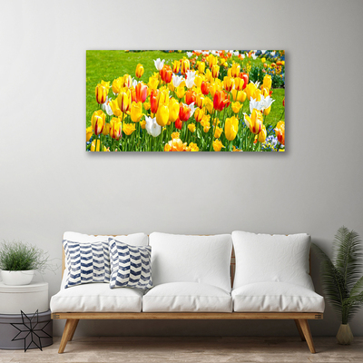 Canvas Wall art Tulips floral yellow red white