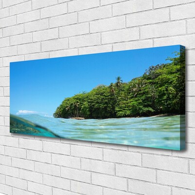 Canvas Wall art Sea trees landscape blue green