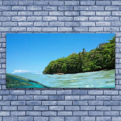 Canvas Wall art Sea trees landscape blue green