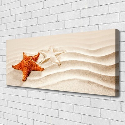 Canvas Wall art Starfish sand art orange white brown