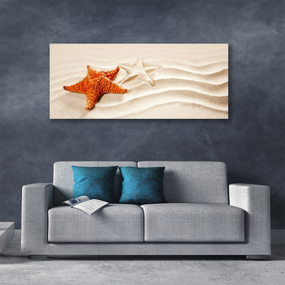 Canvas Wall art Starfish sand art orange white brown