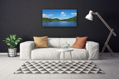 Canvas Wall art Lake forest landscape green blue