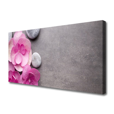 Canvas Wall art Flower stones floral pink grey