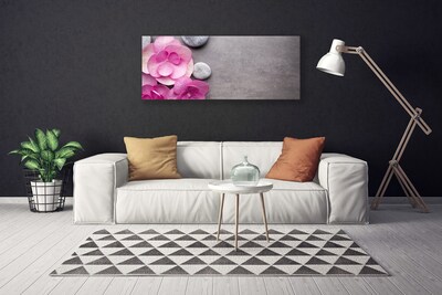 Canvas Wall art Flower stones floral pink grey