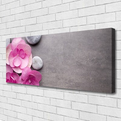 Canvas Wall art Flower stones floral pink grey