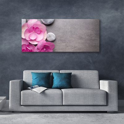 Canvas Wall art Flower stones floral pink grey