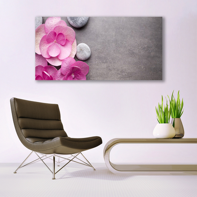 Canvas Wall art Flower stones floral pink grey