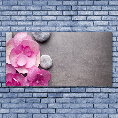 Canvas Wall art Flower stones floral pink grey