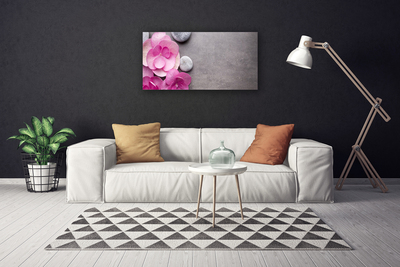 Canvas Wall art Flower stones floral pink grey